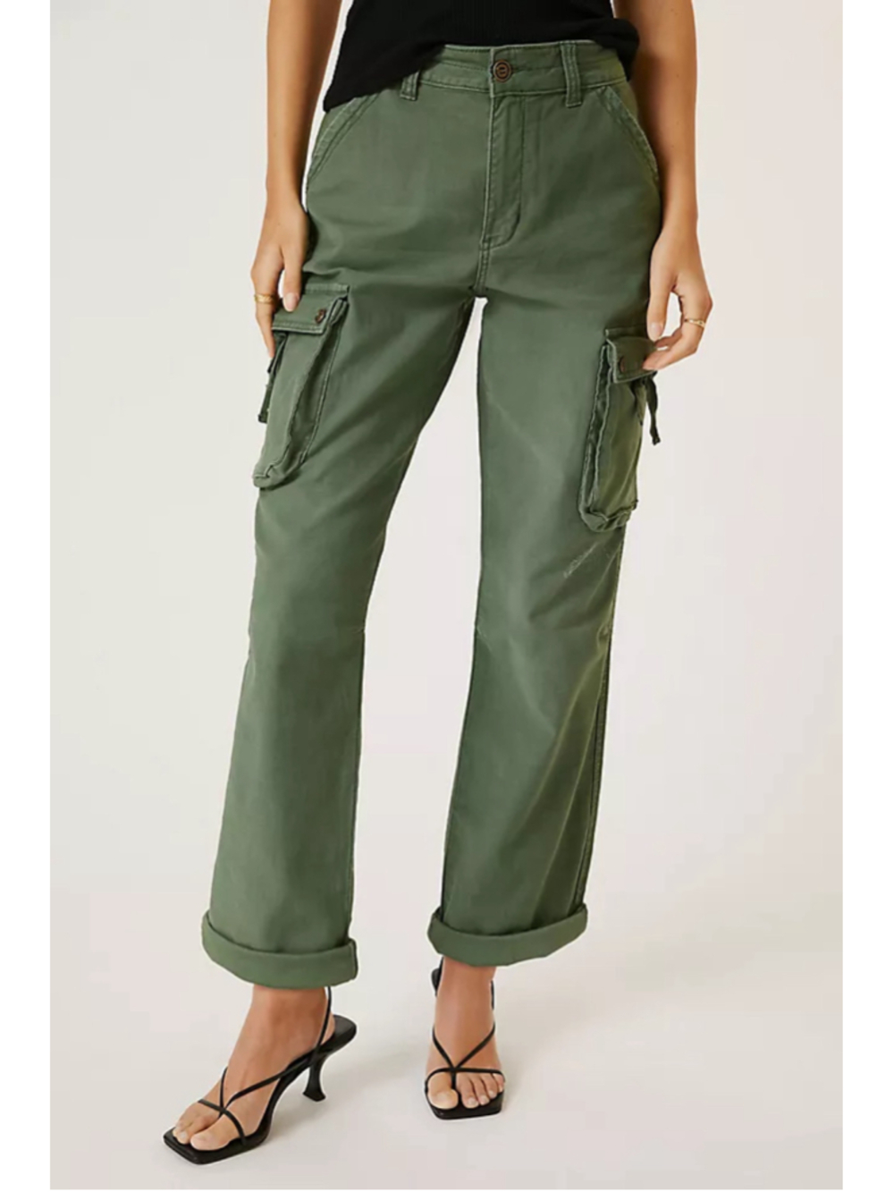 Anthropologie Pilcro Cargo Utility Pants Size 25 Olive Green Relaxed Fit Pockets
